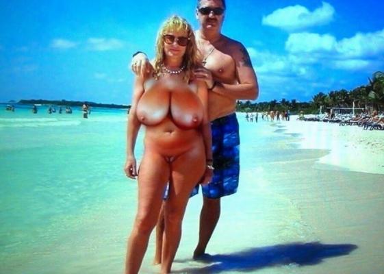 Mature wife on beach