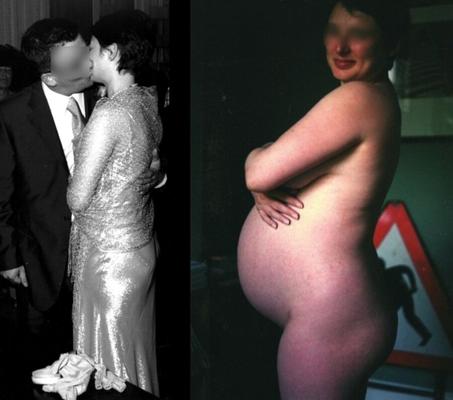 Our wedding kiss... and a year later