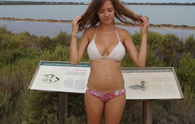 Busty amateur beach beauty
