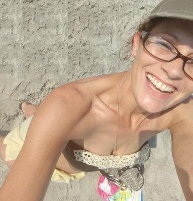 Cute MILF in Glasses - Her First Nude Beach Experience