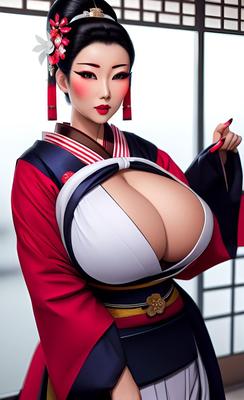 AI 大きなおっぱいの芸者