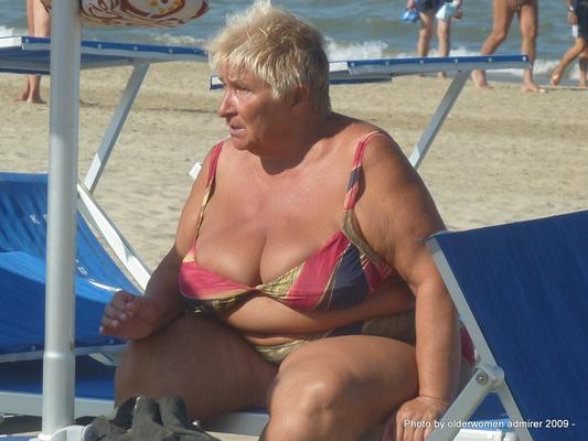 Big Boob Granny at the beach