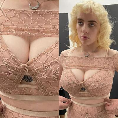 Tit Slut Billie Eilish, fette Euter, die um Sperma betteln