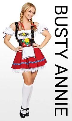 Werbeaufnahmen von vollbusiger Annie H. in einem sexy Dirndl